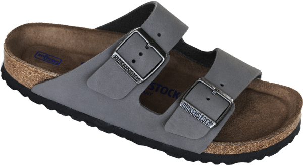Birkenstock sandaler mjuk fotbädd vaxad läder dam grå- TOFFELSHOPPEN.SE