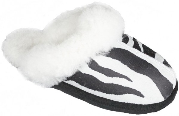 Shepherd-zebra-svart-vit-slip-in toffel-varm-kilklack-toffelshoppen