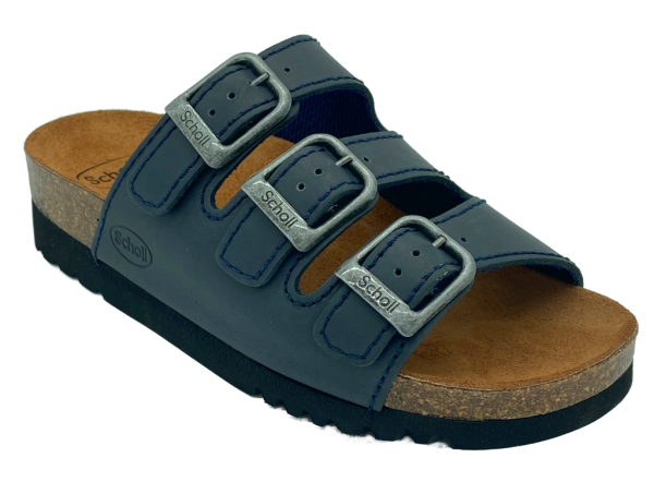 Scholl-dam-sandaler-komfort-Rio-marin blå-skinn-Toffelshoppen.se