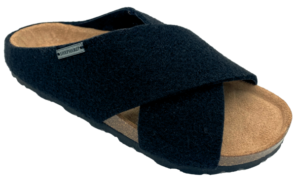 Sandaler i svart ull med korslagda remmar Toffelshoppen.se